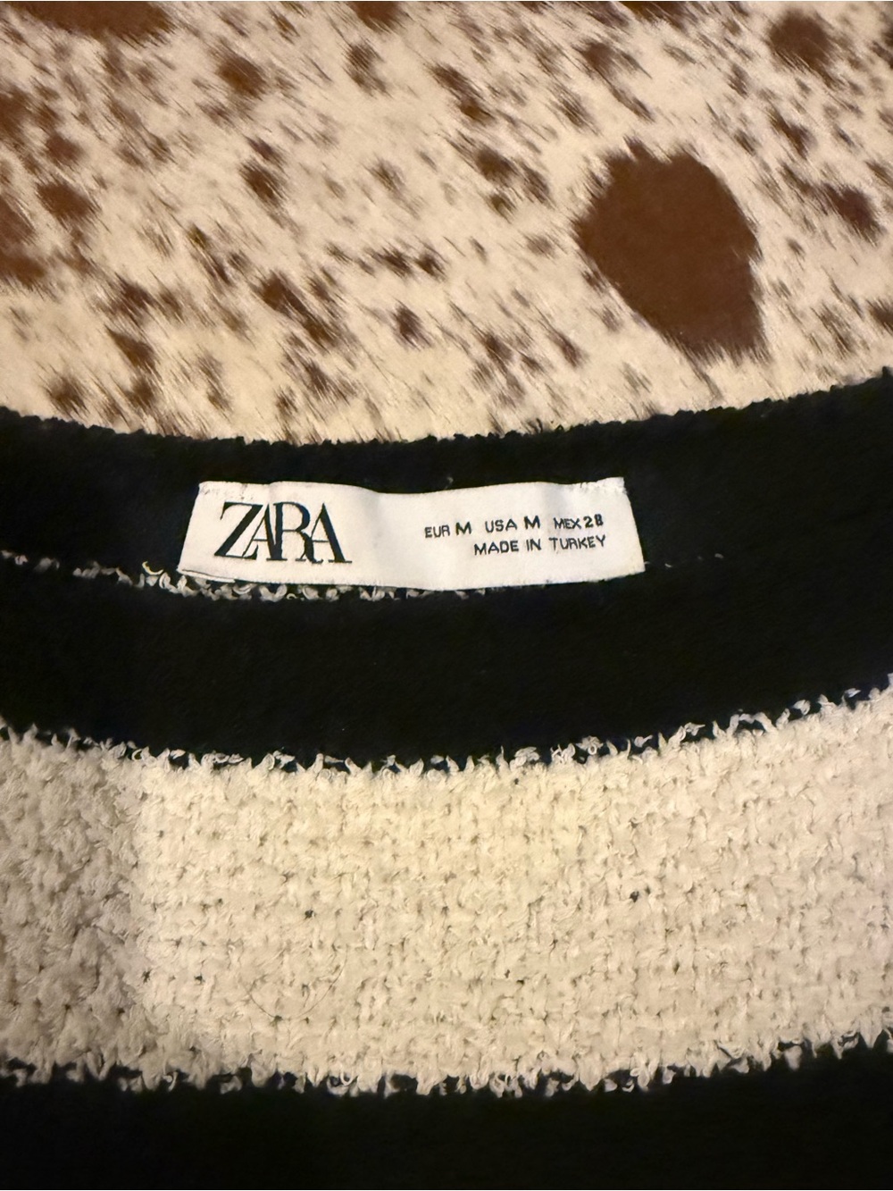 Zara Black and Cream Striped Knit Mini Dress- Classic Styling! - Picture 3 of 5